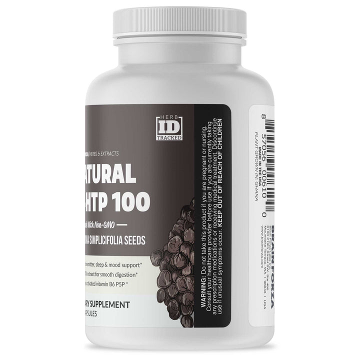 Brain Forza Natural Extract 5-HTP 100mg Vitamin B6 Cofactor Griffonia, 120 Capsules