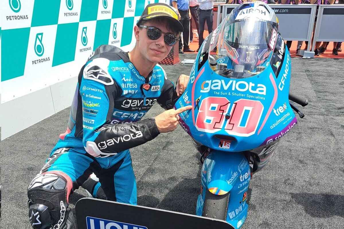 David Alonso dopo la vittoria a Sepang