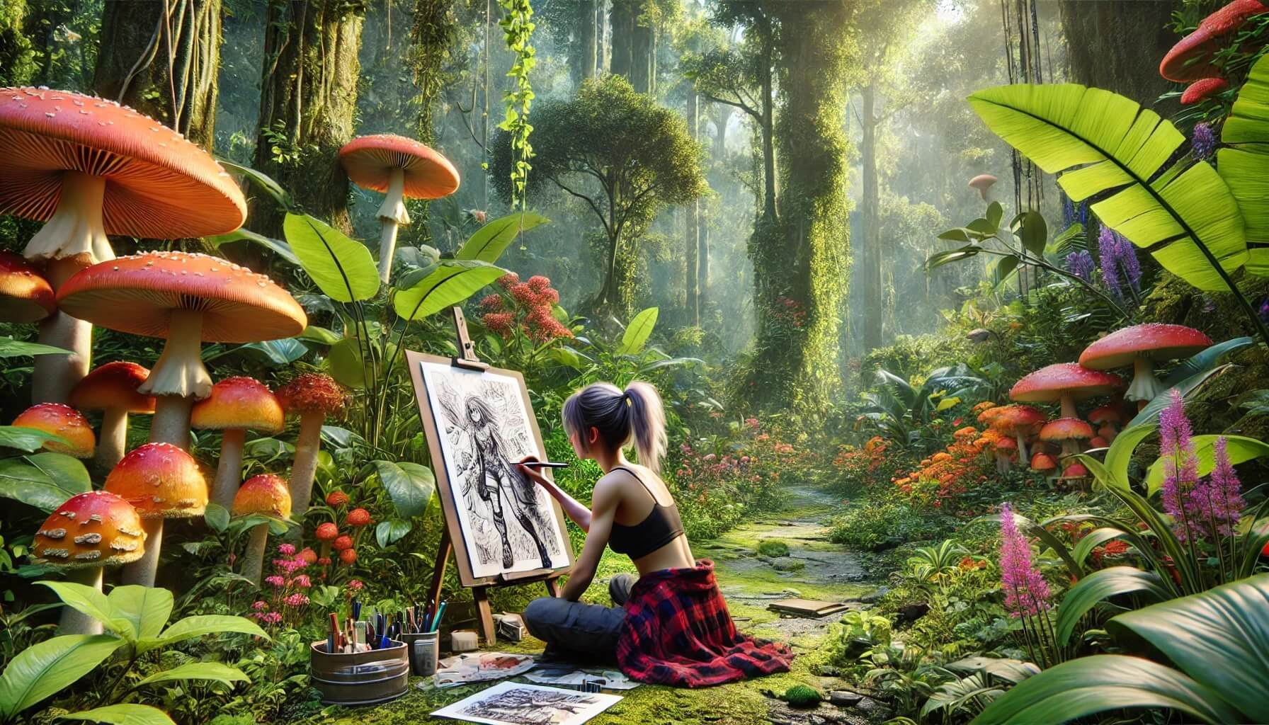 Girl_Woods_Art_Painting
