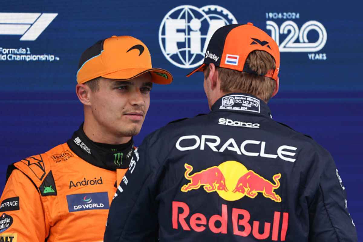 Lando Norris e Max Verstappen parlano dopo le qualifiche del GP Spagna