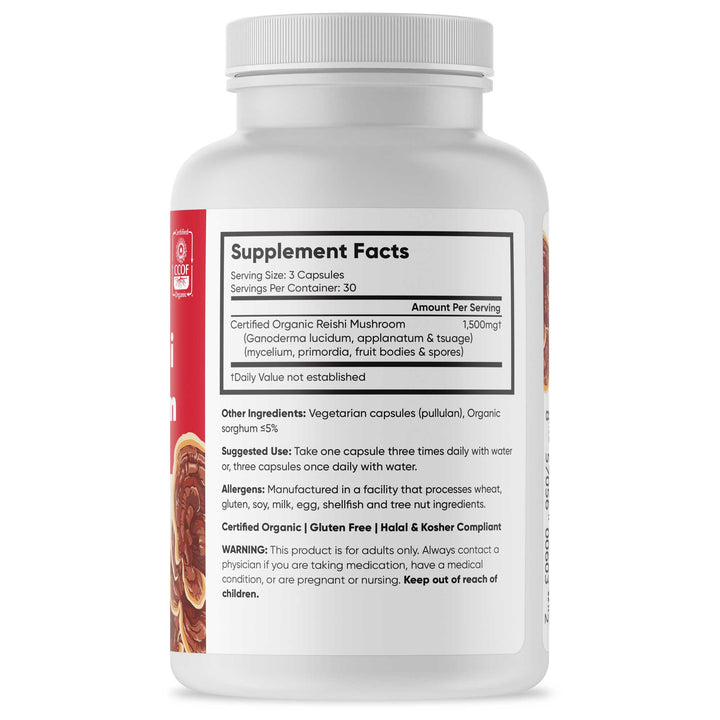 Brain Forza Organic Red Reishi Mushroom Blend Stronger Than Extract USA Made, 90 Capsules