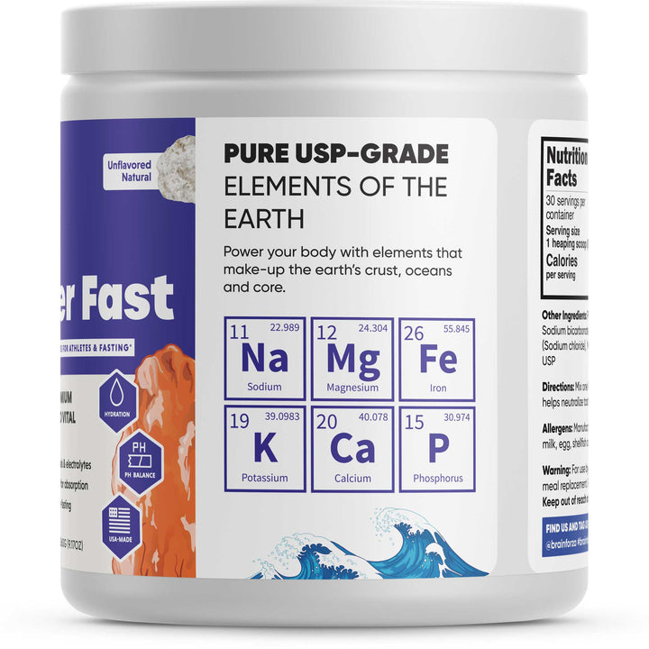 Brain Forza Super Fast Supplement For Fasting Zero Sugar Natural No Flavor Flavorless Electrolytes Potassium, 30 Servings